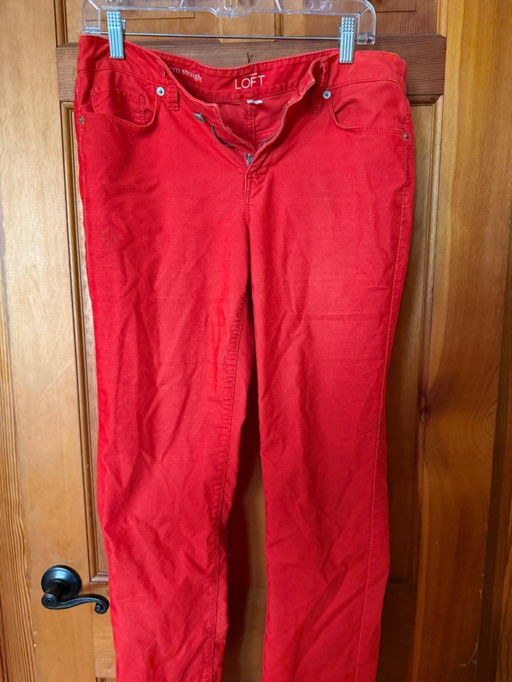 LOFT Vibrant Red Straight-Leg corduroy Pants